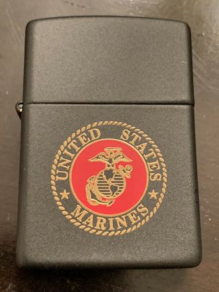 Vintage Zippo Usmc Marine Corps Black Color Never Fired