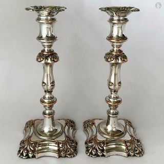 Pair William Iv Old Sheffield Plate Candlesticks Henry Wilkinson & Co C1836