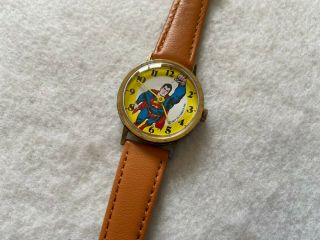 Swiss Made 1977 DC Comics Superman Men ' s Vintage Mechanical Wind Up Watch 2