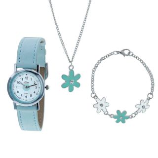 Relda Kids Blue Flower Jewellery,  Watch,  Necklace,  Bracelet Girls Gift Set Rel25