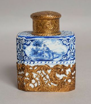 A Antique 18thc Dutch Delft Pottery Adrianus Kocx Tea Caddy