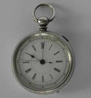 Antique English Sterling Silver Centre Seconds Chronograph Pocket Watch C1885