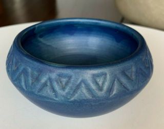 Vintage Art Pottery Bowl,  Mission Arts & Crafts Dark Blue Matte Glaze