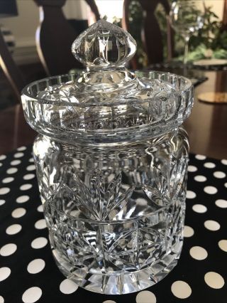 Vintage Crystal Clear Cut Glass Candy Dish Bowl With Lid