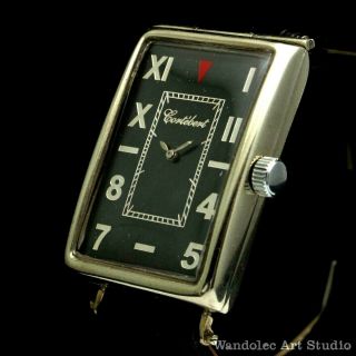Vintage Mens Wristwatch Art Deco Men Black Cortebert Moderne Men 