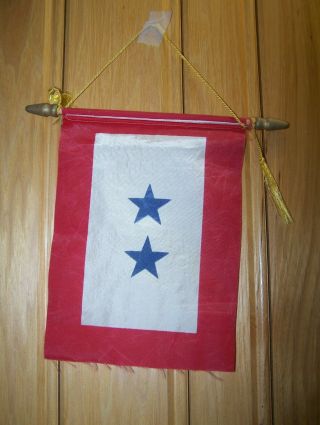 Vintage Ww2 Son In Service 2 Star Window Banner Flag Size 6 X 8