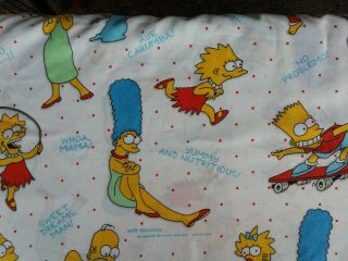 Vintage Bart The Simpsons Twin Bed Sheet Flat Collectible Fabric 1990 Fox