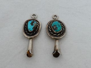 Vintage Native American Sterling & Turquoise Squash Blossom Charms Qy - 23