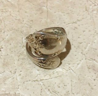 Vintage Silver Spoon Ring Wm A Rogers Oneida Size 8 Adjustable