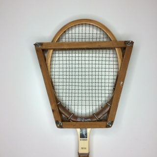 Vintage Wilson Wooden Tennis Racket Speed Flex Leather Chris Event Photograph