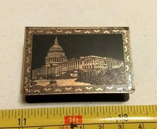 Vintage Washington D.  C.  Capitol Building Sailing Ship Brass Match Safe Rare