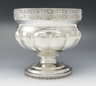 Antique Early 19th Century American Coin Silver Oak Leaf Pedestal Bowl/dish