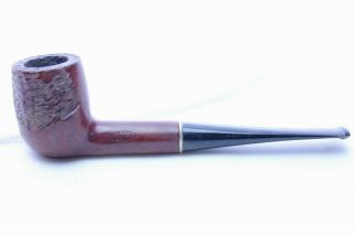 Vintage Straight Billiard Smooth And Carved Briar Pipe W Gold Ring - Shape