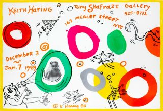 Keith Haring: Tony Shafrazi Gallery Exhibition Poster,  1988.  Vintage Poster