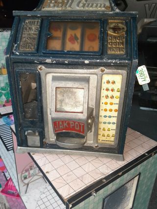 Antique 1 cent Pace Ball - Gum Jakpot Dandy Vendor Trade Stimulator Slot Machine 6