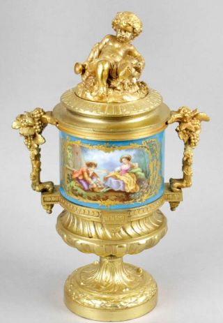 A 19th Century French Sevres Style Porcelain And Gilt Metal Mounted Twin Handled