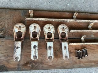 Antique Barn Door Rollers / Architectural Salvage / Antique Chippy White Metal