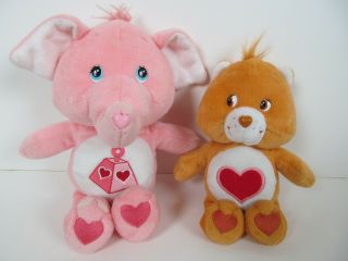 Vtg Care Bears 8” Plush Tenderheart & Elephant 10 " Cousin Lotsa Heart 