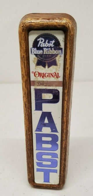 Vintage Pabst Blue Ribbon Mini 5 " Beer Tap Handle Wood