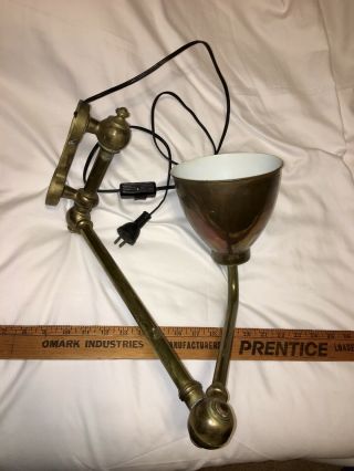Vintage Brass Swing Arm Lamp Wall Mount Adjustable Swivel Light Retro