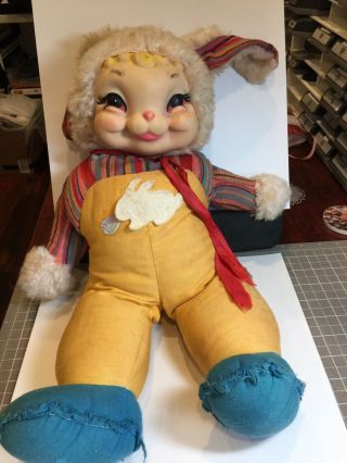 Vintage Rushton Star Creation Rubber Face Plush Boy Bunny Rabbit