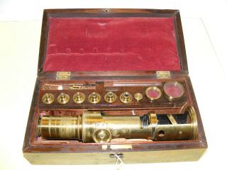 Martin Type Drum Microscope By William Youle Of London With Accessories,  C.  1845