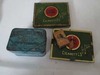 Vintage Lucky Strike Cigarettes,  Edgeworth Sliced Tobacco Tins,  Sphinx Matches