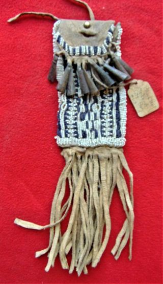 Antique Native American Blackfoot Beaded Leather Bag From Ranch Estate