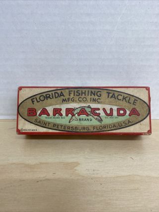Vintage Florida Barracuda Fshing Lure Box No.  40 Sf W/ Lure & Paperwork