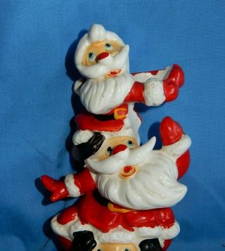 Vintage Japan Psycho Ceramics Kreiss Stacked Totem Santa ' s Taper Candle Holder 2