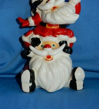 Vintage Japan Psycho Ceramics Kreiss Stacked Totem Santa ' s Taper Candle Holder 3