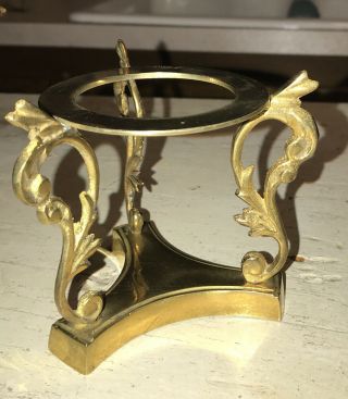 Vintage Brass Crystal Ball,  Gemstone Sphere Holder/ Stand/ Display 3” Tall 2” ID 2