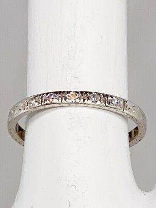 Antique 1920s 5 Old Mine Cut Diamond Platinum Orange Blossom Wedding Band Ring