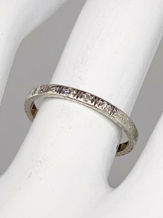 Antique 1920s 5 Old Mine Cut Diamond Platinum ORANGE BLOSSOM Wedding Band Ring 2