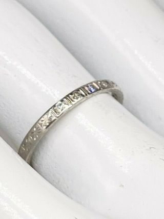 Antique 1920s 5 Old Mine Cut Diamond Platinum ORANGE BLOSSOM Wedding Band Ring 3