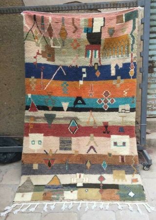 Moroccan Boujad Rug 100 Wool Handmade Multicolor Carpet (8.  2 Ft X 4.  92 Ft)