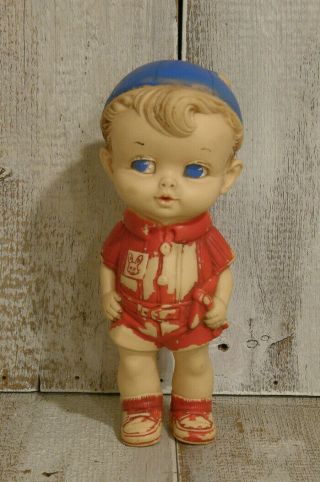 Vintage 1958 Edward Mobley Boy With Red Romper Toy Arrow Rubber & Plastic