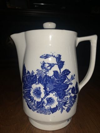 Japan Blue Flowers White Ceramic Vintage Electric Tea Pot With Cord