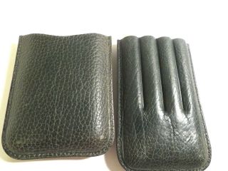 Pheasant Leather Four 4 Finger Cigar Pocket Case R D Gomez Spain Green 3