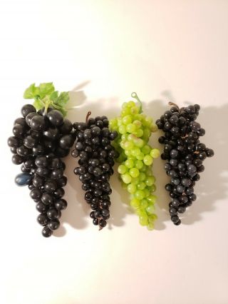 Vintage Artificial Grapes Fruit Plastic Grapevine Retro Purple And Green.  4 At 8 "