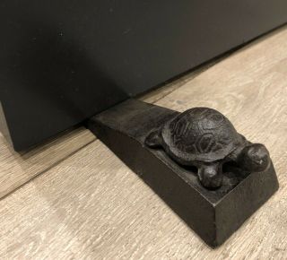Vintage Turtle Cast Iron Door Stopper Wedge - Animal Figure Home Decor