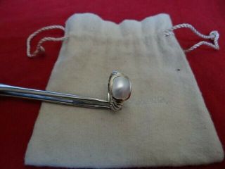 Vintage David Yurman Sterling Silver 18k Gold Mabe Pearl Ring Size 6