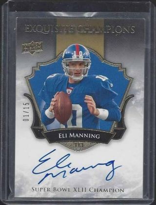 Eli Manning 2008 Ud Exquisite Champions On Card Giants Auto D /15