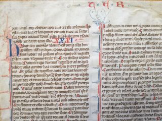 Large Manuscript Leaf Vellum Biblia Latina Deuteronomium - 13th Century