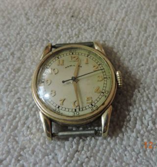 Wwii Hamilton Military Watch Grade 9875 Hack Set Gold Filled Wristwatch Runs