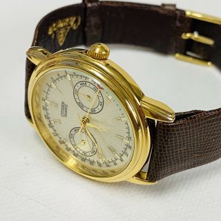 Vintage Citizen Mens 35mm Gold Dress Watch Day/Date/Month Watch 6355 - G32542 RUNS 2