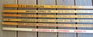 5 OLD ADVERTISE SQUARE RULERS YARDSTICK WALKING STICKS 5&10 STORE AUCTIONEERS, 2