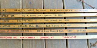 5 OLD ADVERTISE SQUARE RULERS YARDSTICK WALKING STICKS 5&10 STORE AUCTIONEERS, 3