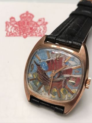 Cauny Extra Prima Very Rare Cloisonne Dial Vintage Wristwatch
