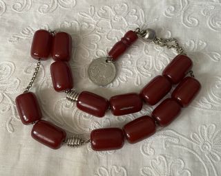 80 Grams Antique Faturan Cherry Amber Bakelite Rosary/prayer Beads.